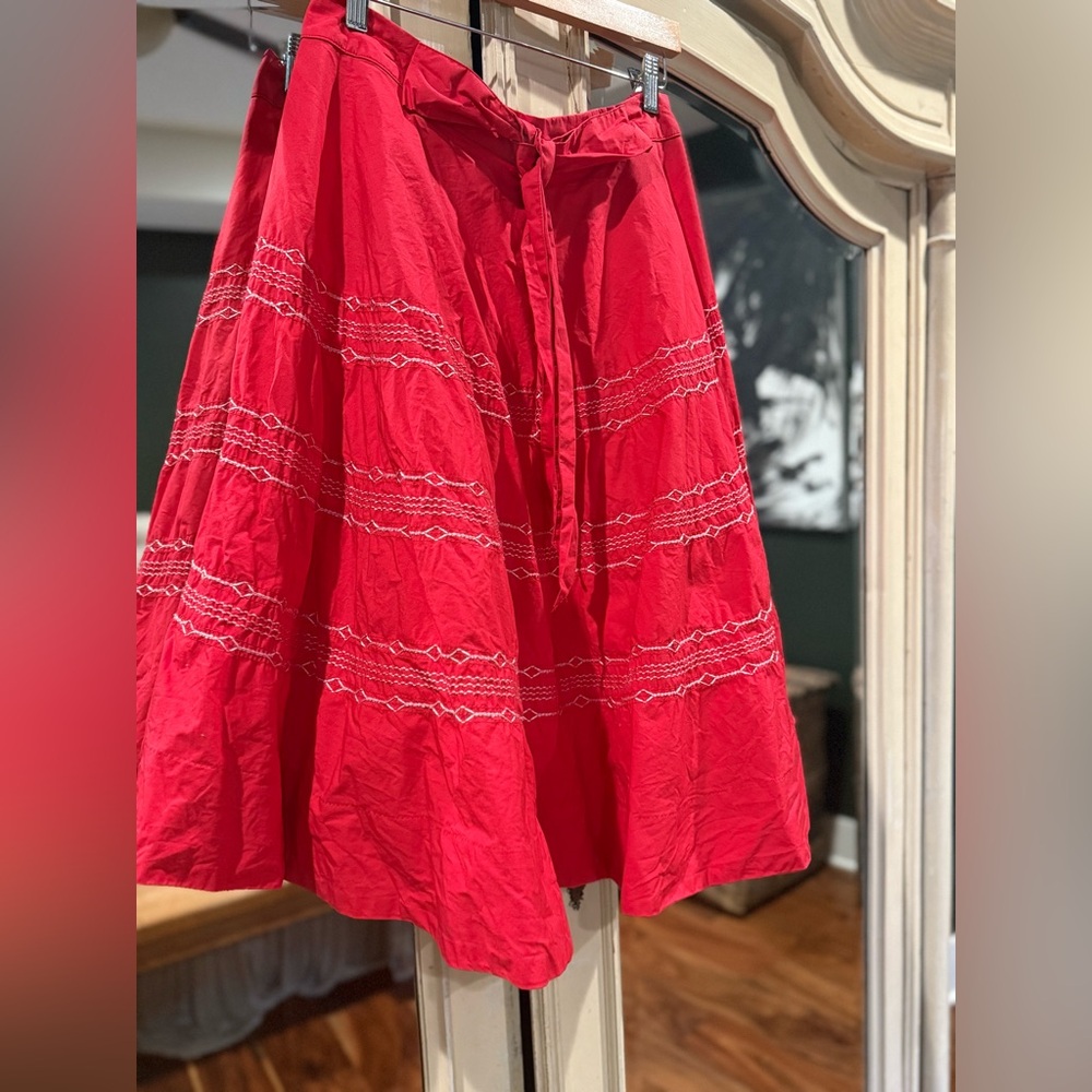 Free People Vibrant Red A-Line Skirt